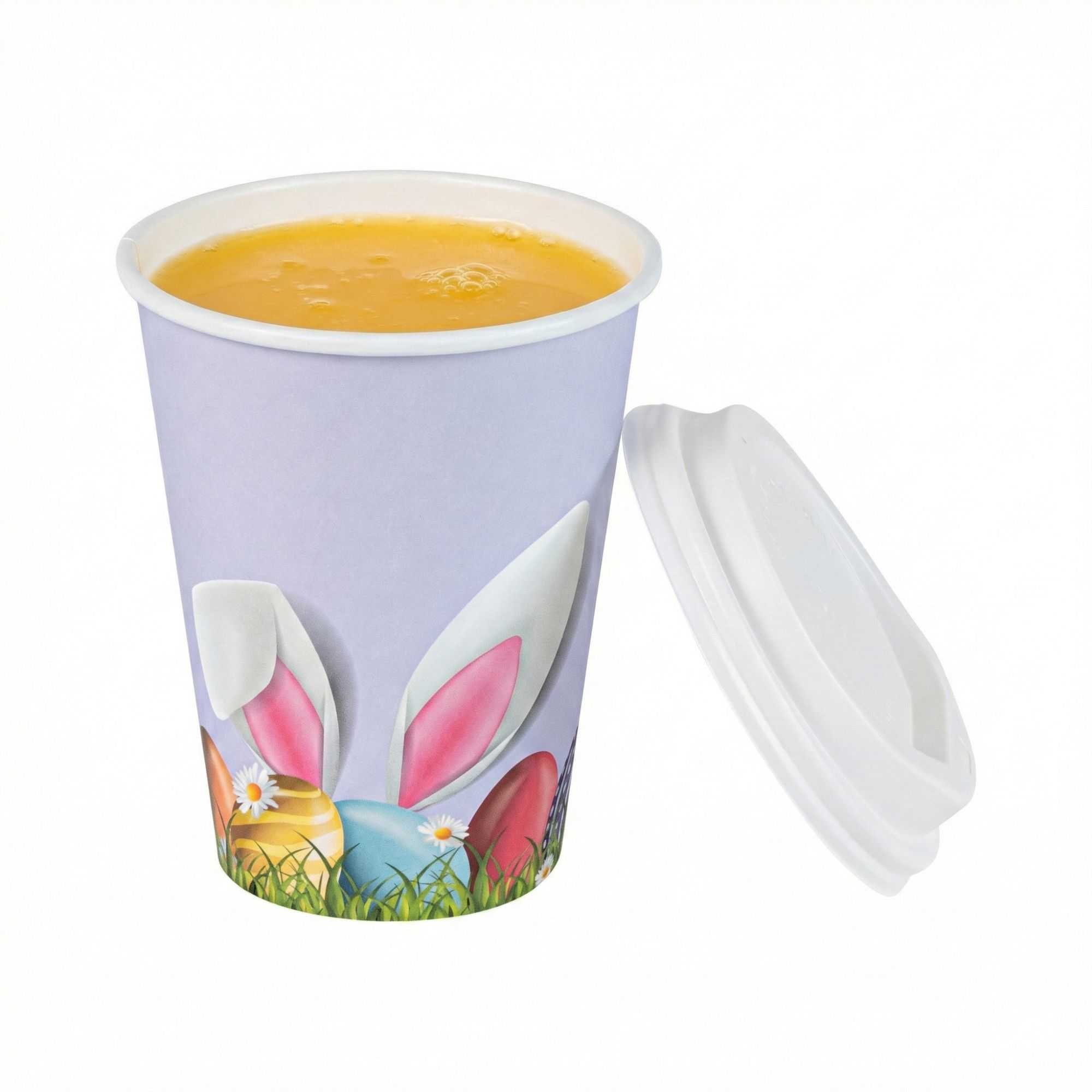 Restpresso 12 oz Easter Paper Single Wall Coffee Cup - with White Lid - 3 1/2" x 3 1/2" x 4 3/4" - 400 count box