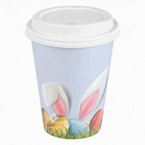 Restpresso 12 oz Easter Paper Single Wall Coffee Cup - with White Lid - 3 1/2" x 3 1/2" x 4 3/4" - 400 count box