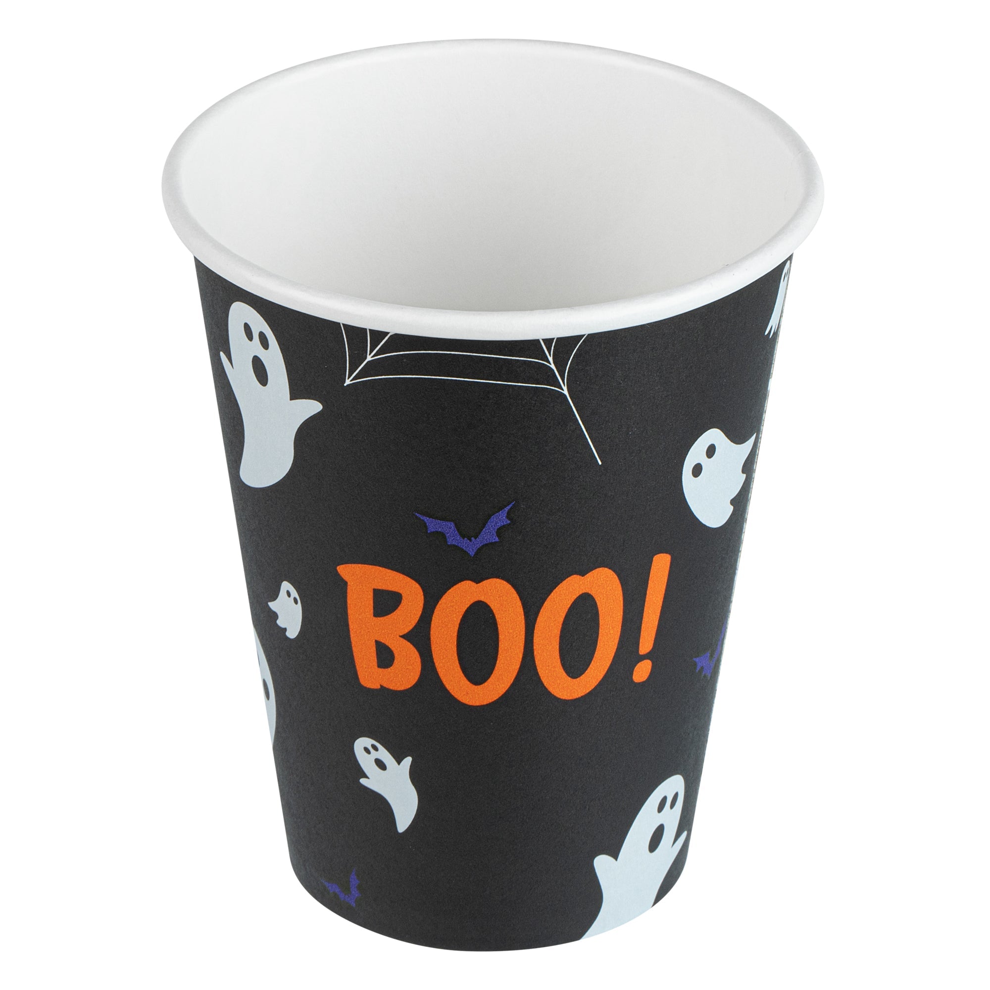 Restpresso 12 oz Halloween Paper Single Wall Coffee Cup - with White Lid - 3 1/2" x 3 1/2" x 4 3/4" - 20 count box