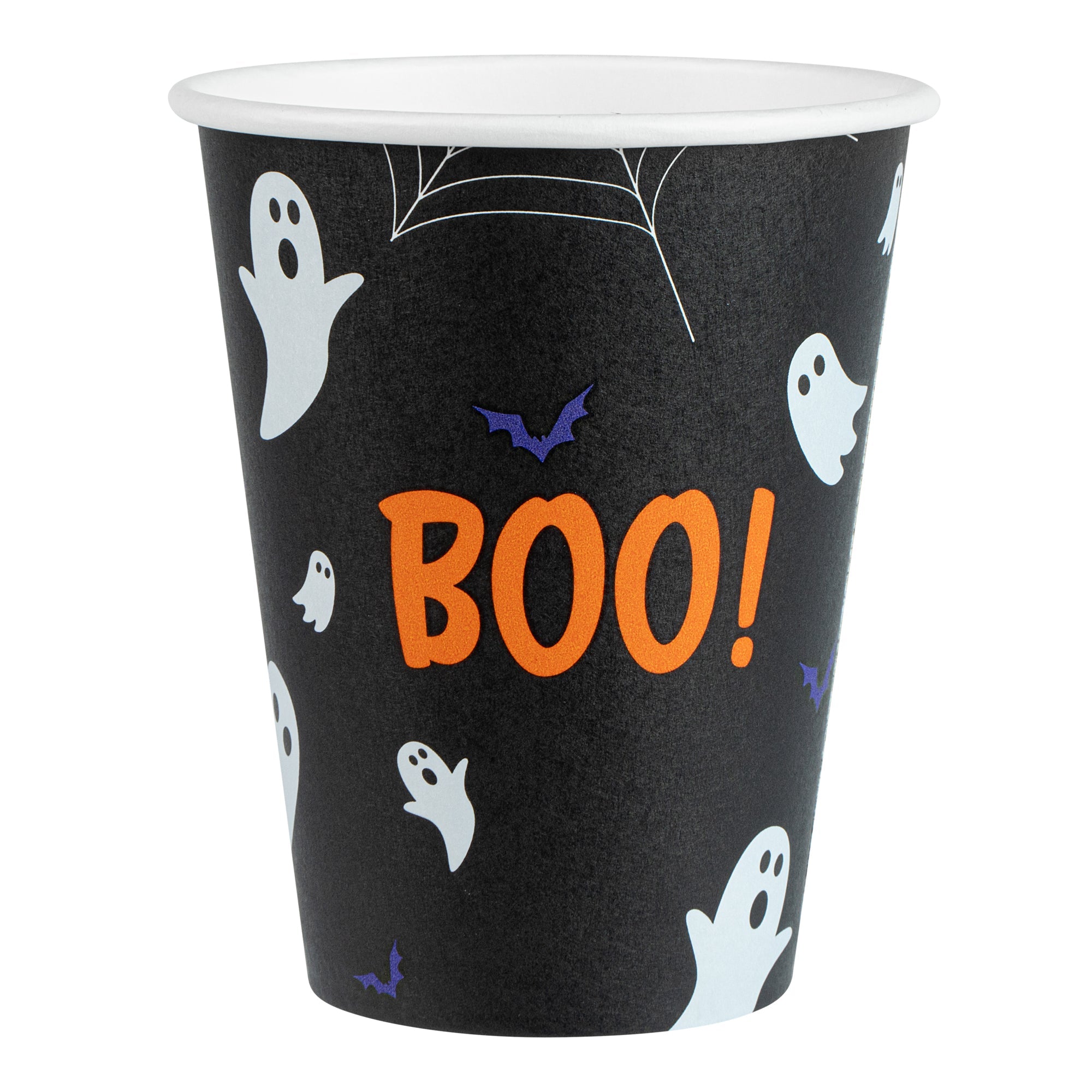 Restpresso 12 oz Halloween Paper Single Wall Coffee Cup - with White Lid - 3 1/2" x 3 1/2" x 4 3/4" - 20 count box