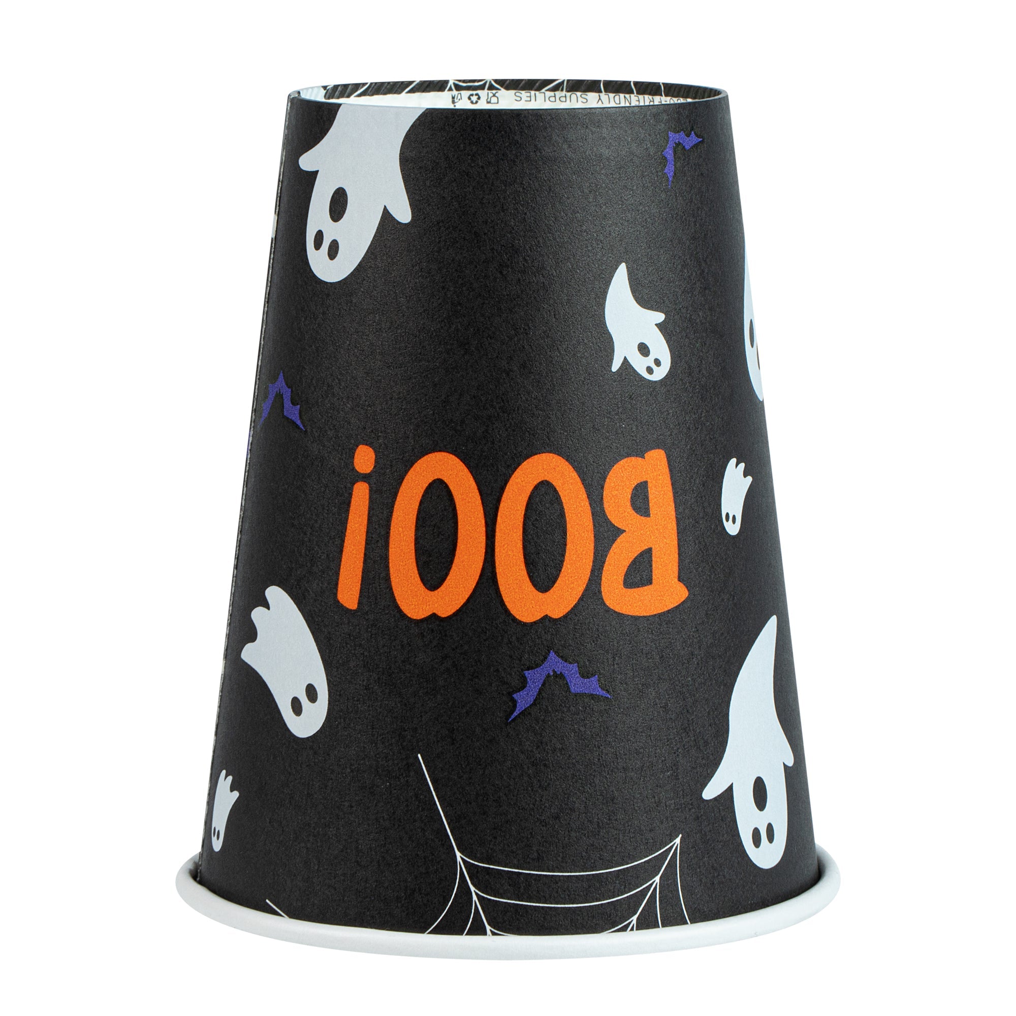 Restpresso 12 oz Halloween Paper Single Wall Coffee Cup - with White Lid - 3 1/2" x 3 1/2" x 4 3/4" - 20 count box