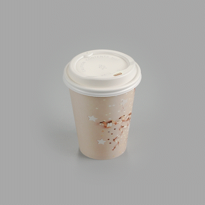 Restpresso 12 oz New Year's Eve Paper Single Wall Coffee Cup - with White Lid - 3 1/2" x 3 1/2" x 4 3/4" - 20 count box