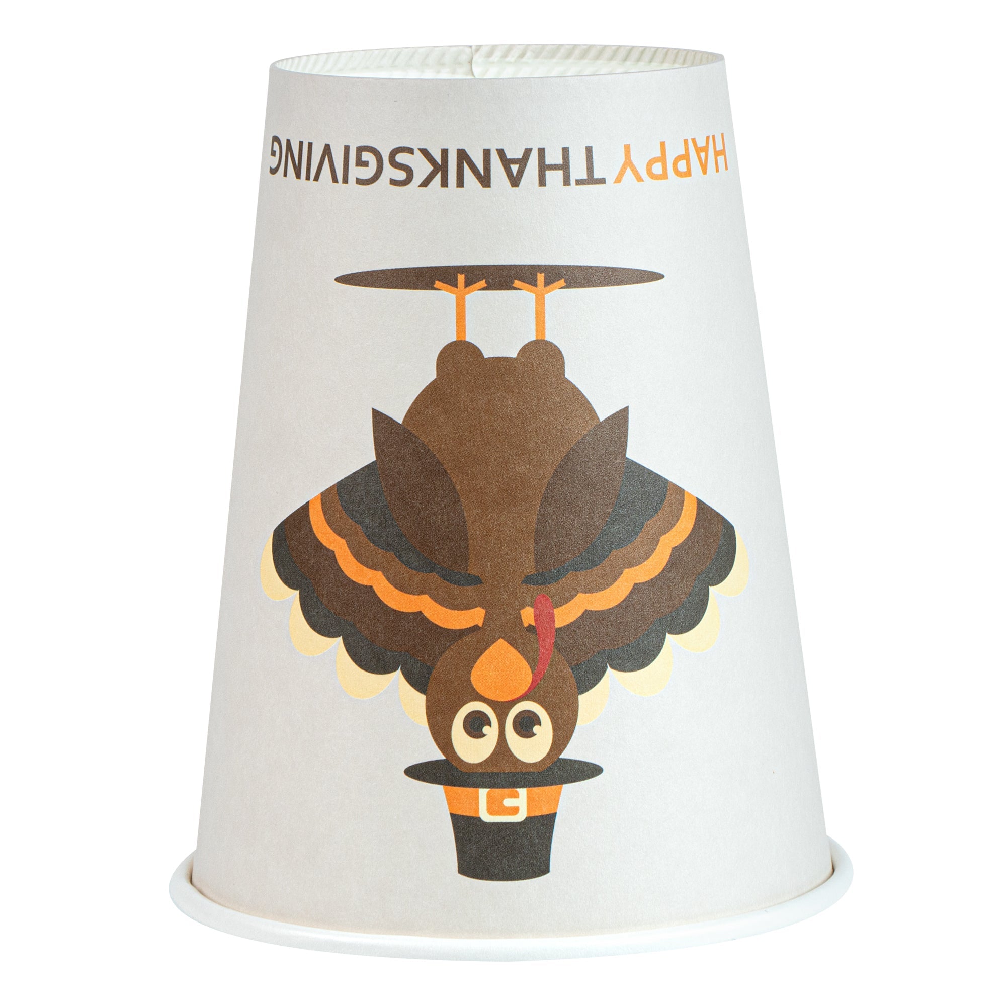 Restpresso 12 oz Happy Thanksgiving Paper Single Wall Coffee Cup - with White Lid - 3 1/2" x 3 1/2" x 4 3/4" - 20 count box