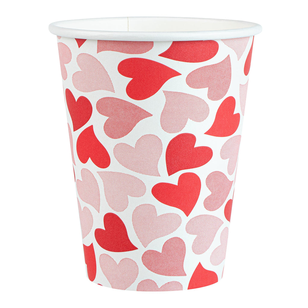 Restpresso 12 oz Valentine's Day Paper Single Wall Coffee Cup - with White Lid - 3 1/2" x 3 1/2" x 4 3/4" - 400 count box