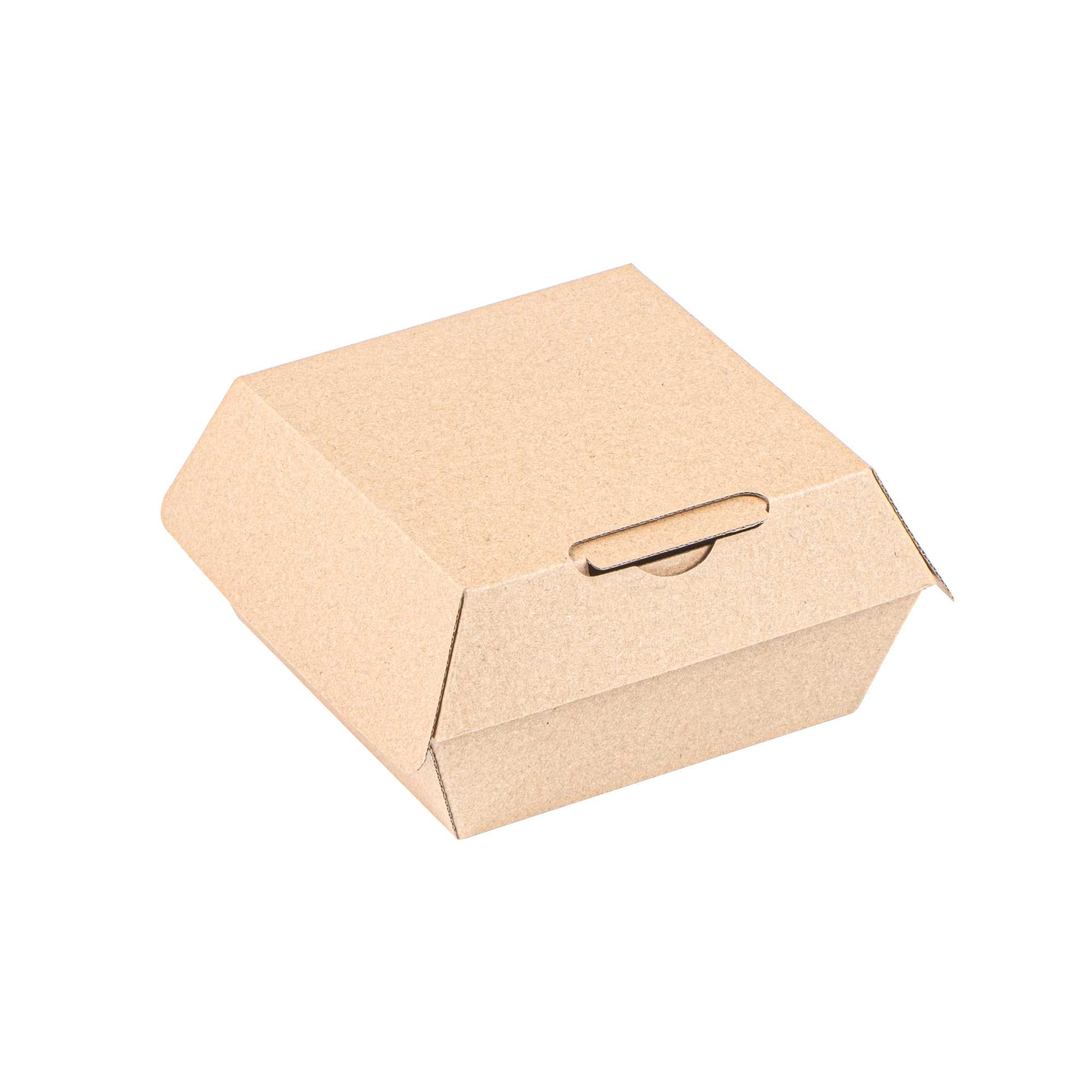 Bio Tek Square Kraft Paper Corrugated Clamshell Container - 4" x 4" x 2 3/4" - 50 count box