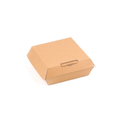 Bio Tek Square Kraft Paper Corrugated Clamshell Container - 5 1/2" x 5 1/2" x 2 3/4" - 100 count box