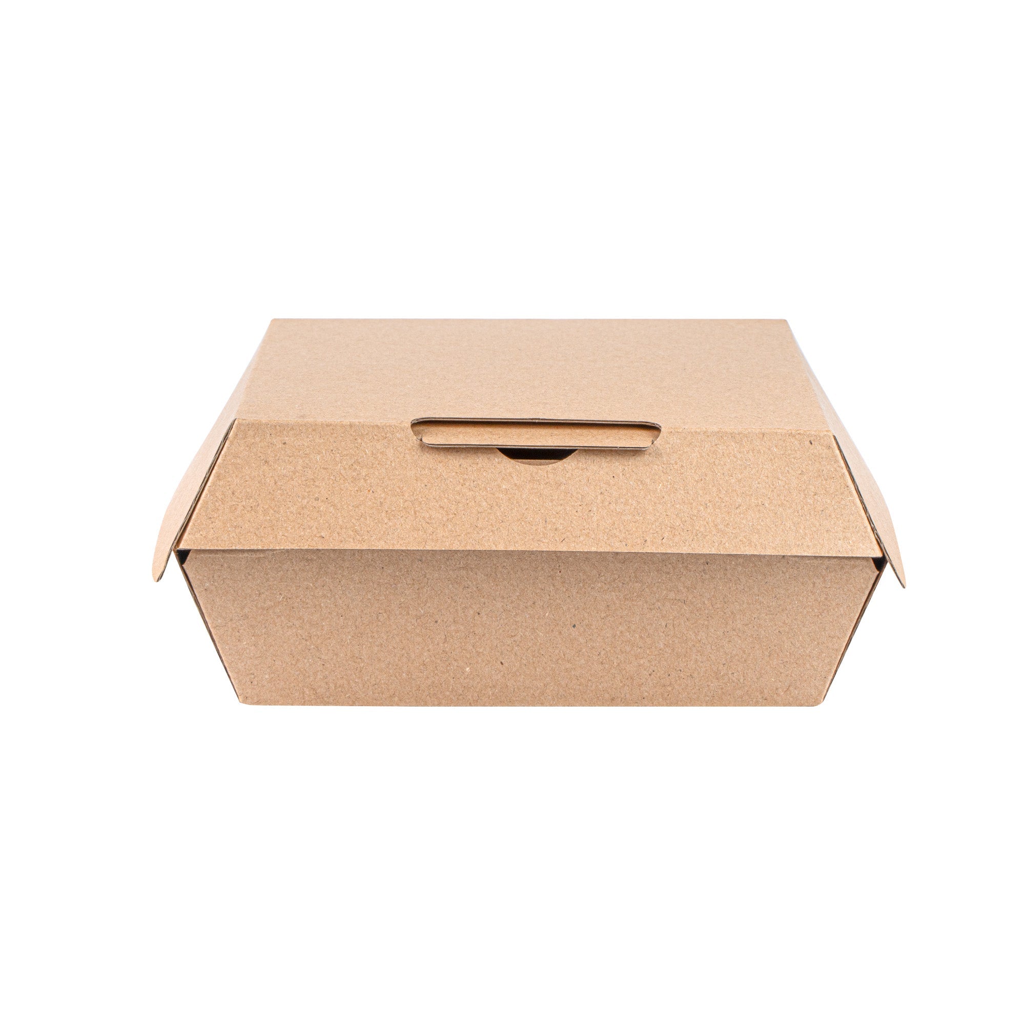 Bio Tek Square Kraft Paper Corrugated Clamshell Container - 5 1/2" x 5 1/2" x 2 3/4" - 100 count box