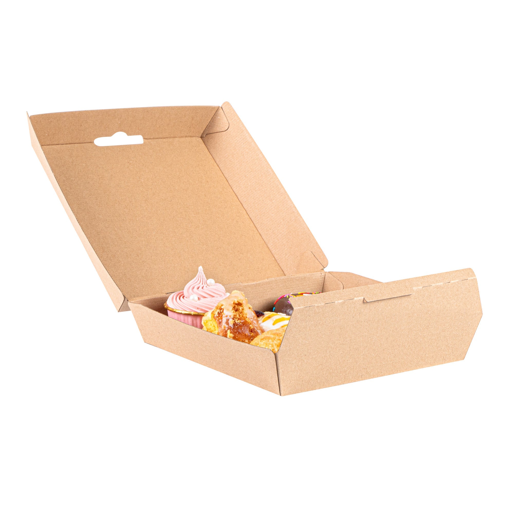 Bio Tek Square Kraft Paper Corrugated Clamshell Container - 8" x 8" x 3 1/4" - 100 count box