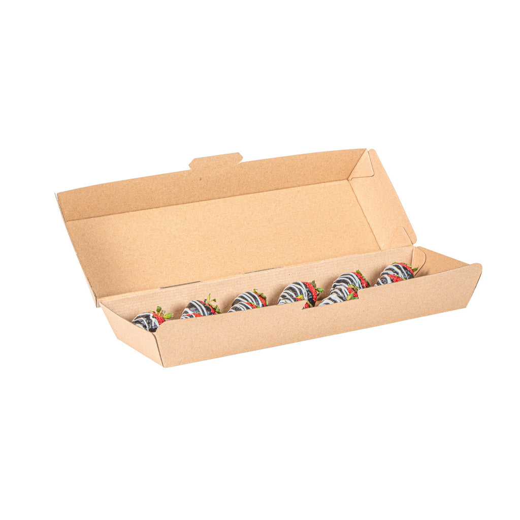 Bio Tek Rectangle Kraft Paper Corrugated Clamshell Container - 11 1/4" x 3 1/2" x 2 3/4" - 100 count box