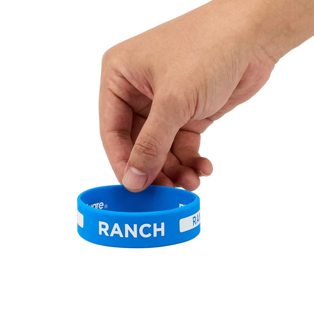 First In First Out Blue Silicone Ranch Label Band - Fits 16, 20 and 24 oz Squeeze Bottles - 1 count box
