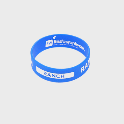 First In First Out Blue Silicone Ranch Label Band - Fits 16, 20 and 24 oz Squeeze Bottles - 1 count box