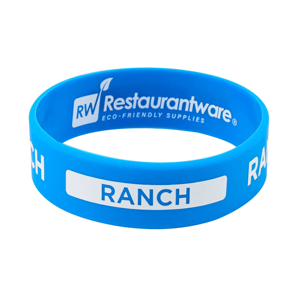 First In First Out Blue Silicone Ranch Label Band - Fits 16, 20 and 24 oz Squeeze Bottles - 1 count box