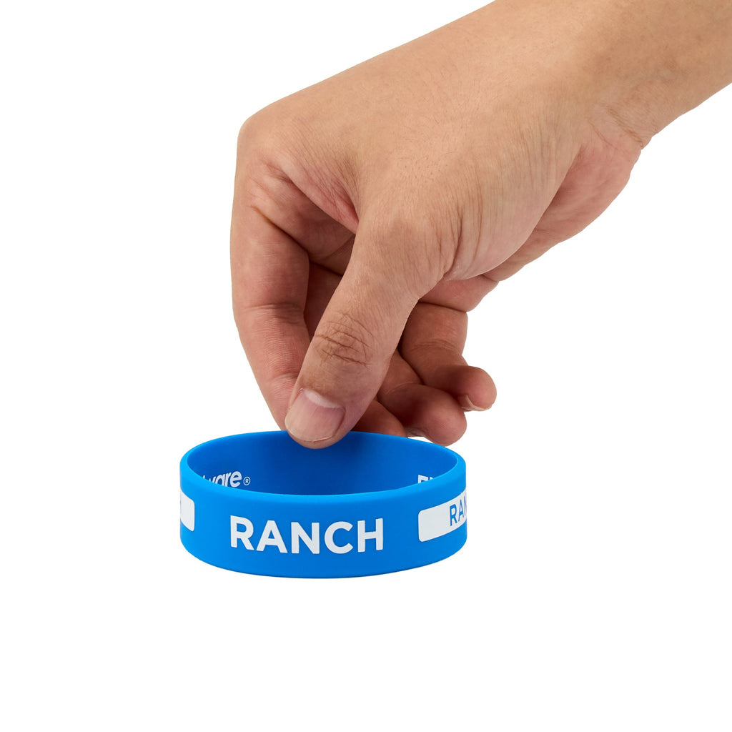 First In First Out Blue Silicone Ranch Label Band - Fits 16, 20 and 24 oz Squeeze Bottles - 10 count box