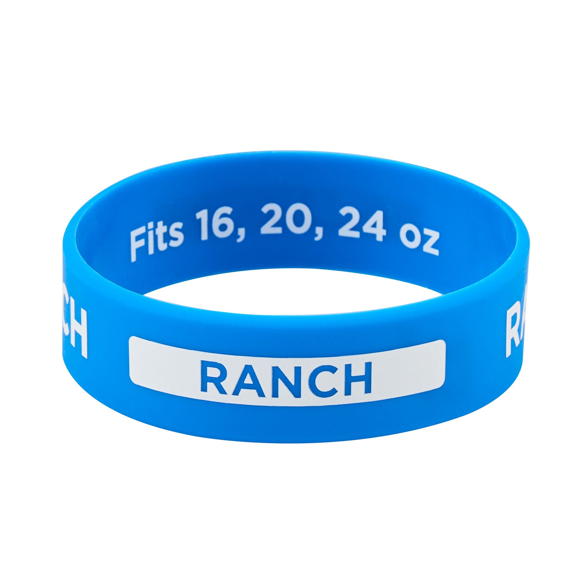 First In First Out Blue Silicone Ranch Label Band - Fits 16, 20 and 24 oz Squeeze Bottles - 10 count box
