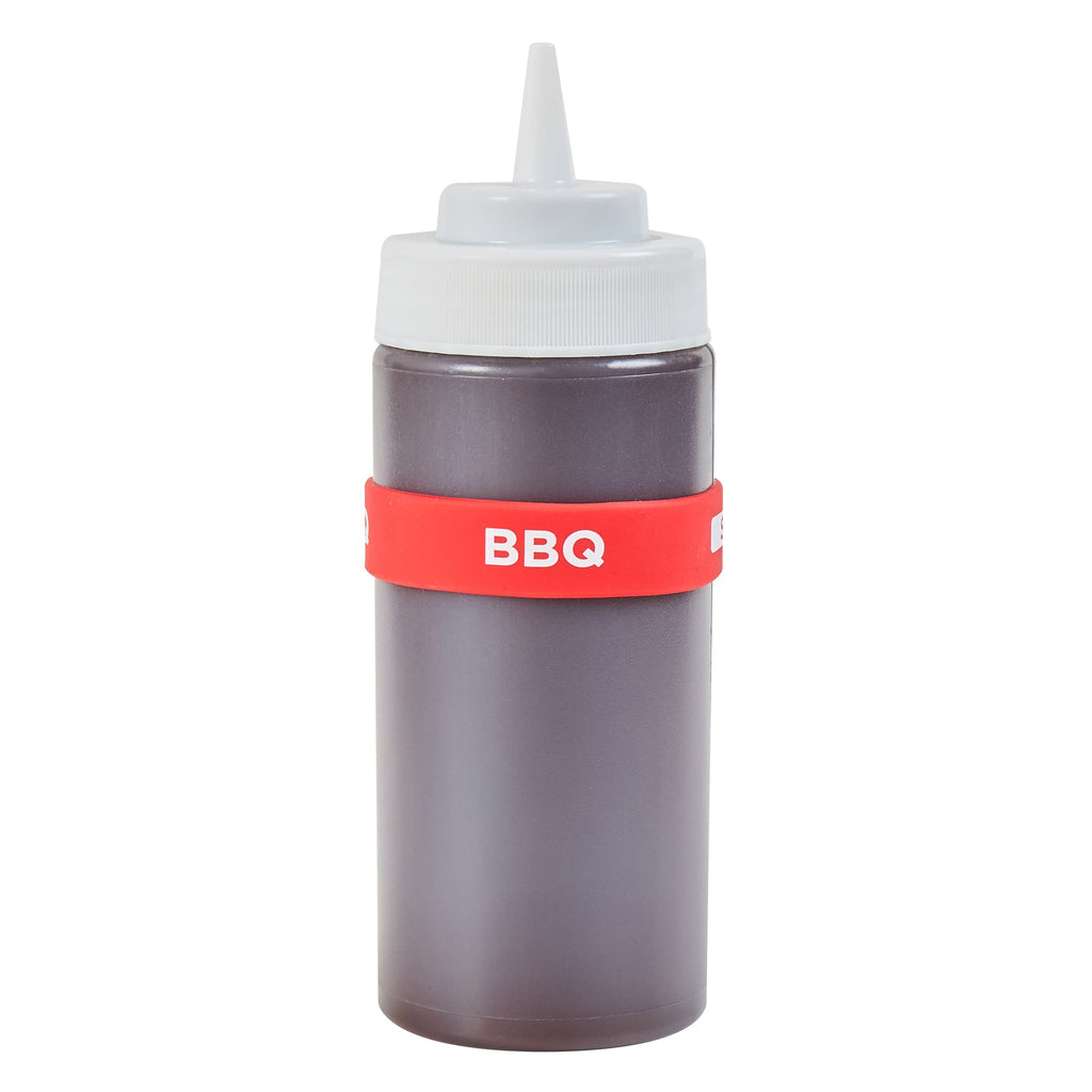First In First Out Red Silicone BBQ Label Band - Fits 16, 20 and 24 oz Squeeze Bottles - 10 count box