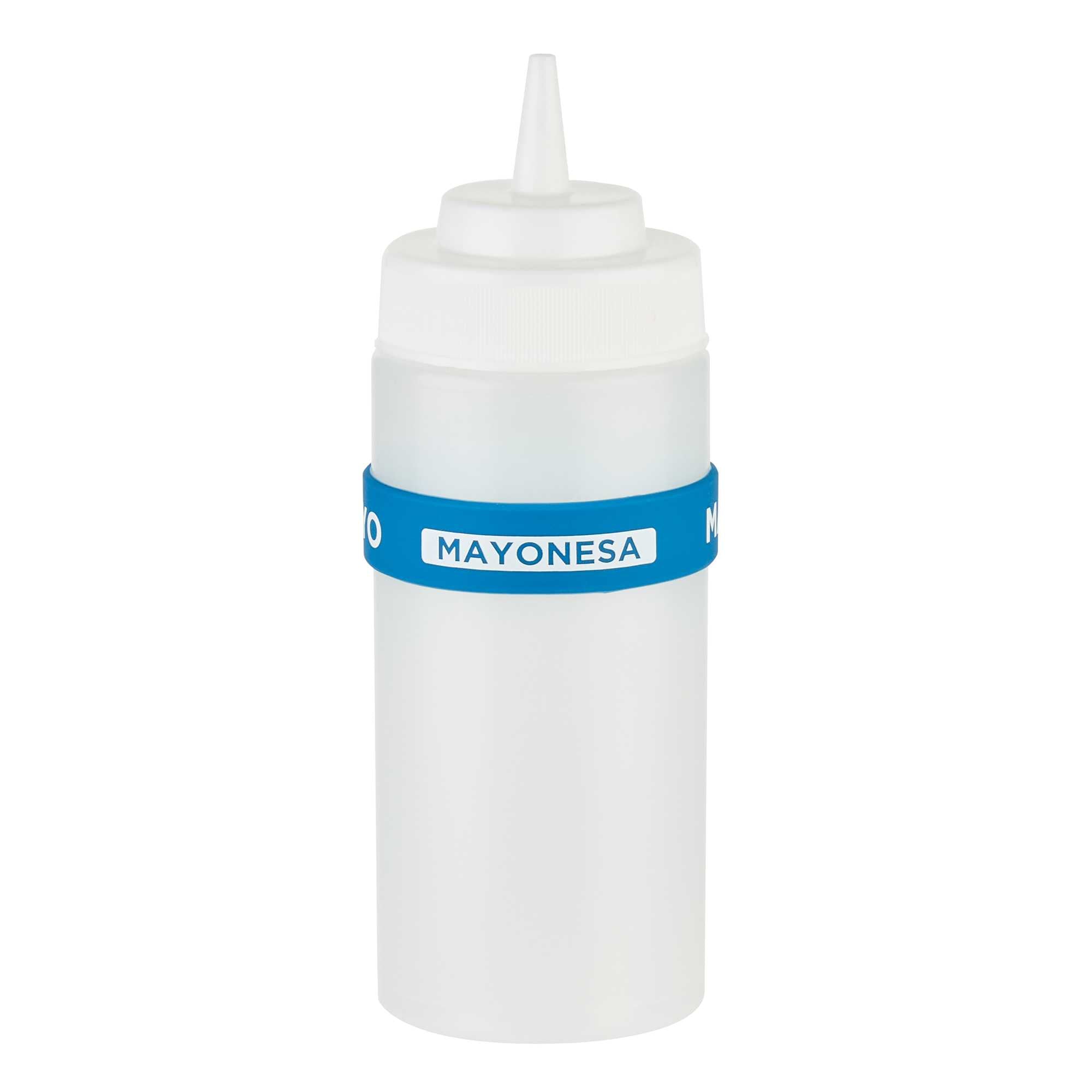 First In First Out Blue Silicone Mayo Label Band - Fits 16, 20 and 24 oz Squeeze Bottles - 1 count box