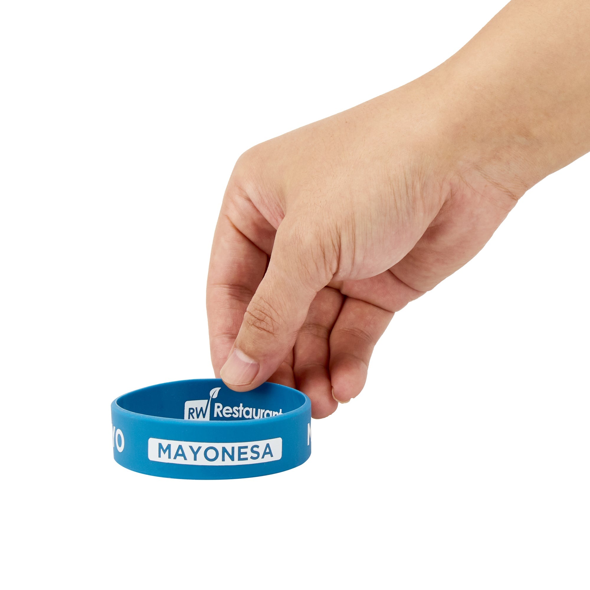 First In First Out Blue Silicone Mayo Label Band - Fits 16, 20 and 24 oz Squeeze Bottles - 10 count box