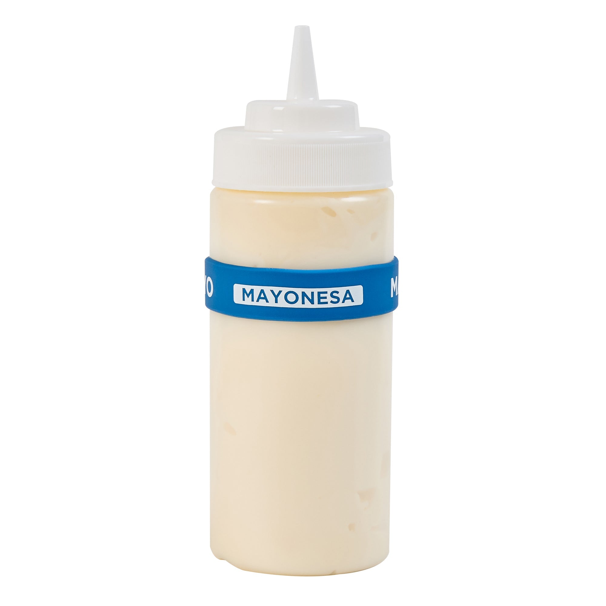 First In First Out Blue Silicone Mayo Label Band - Fits 16, 20 and 24 oz Squeeze Bottles - 10 count box