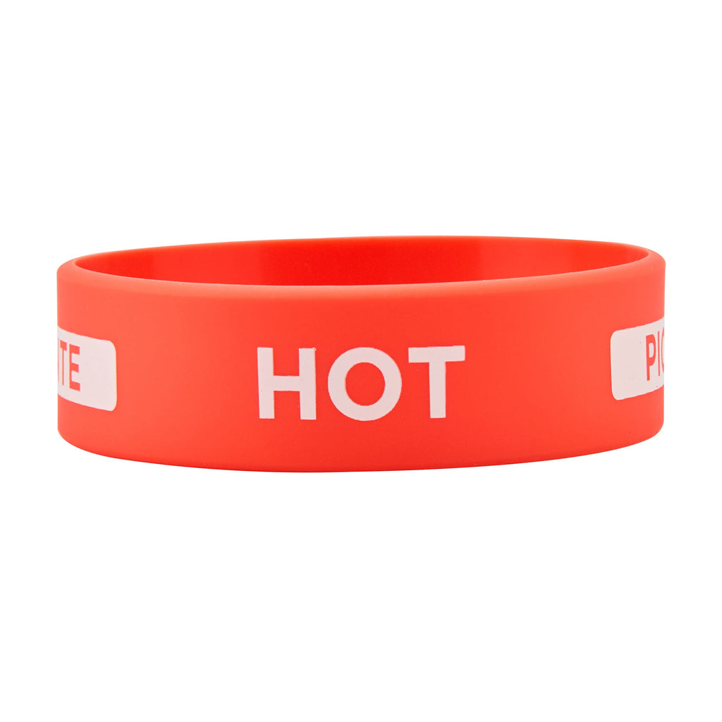 First In First Out Red Silicone Hot Label Band - Fits 16, 20 and 24 oz Squeeze Bottles - 10 count box