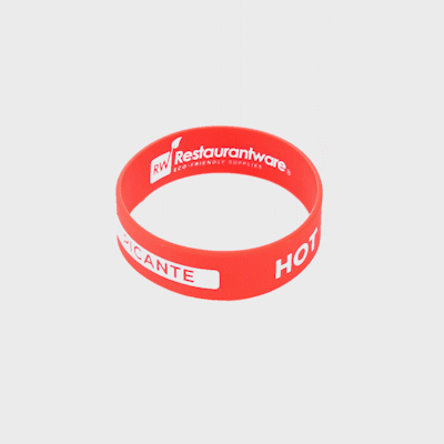 First In First Out Red Silicone Hot Label Band - Fits 16, 20 and 24 oz Squeeze Bottles - 10 count box