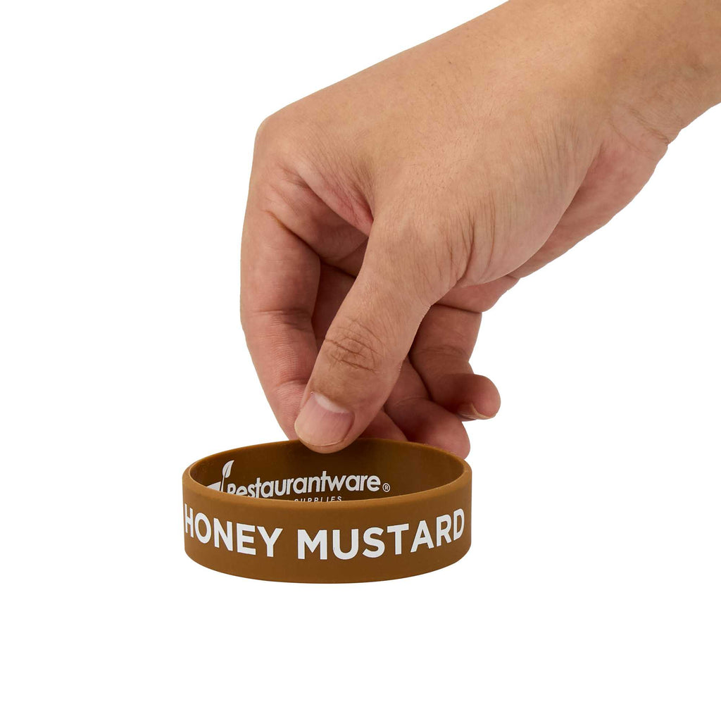 First In First Out Brown Silicone Honey Mustard Label Band - Fits 16, 20 and 24 oz Squeeze Bottles - 1 count box