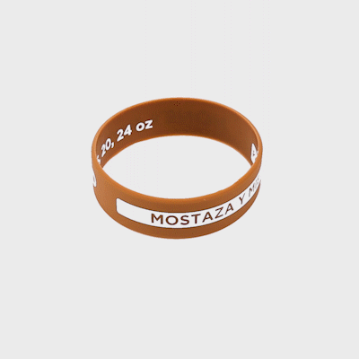 First In First Out Brown Silicone Honey Mustard Label Band - Fits 16, 20 and 24 oz Squeeze Bottles - 10 count box