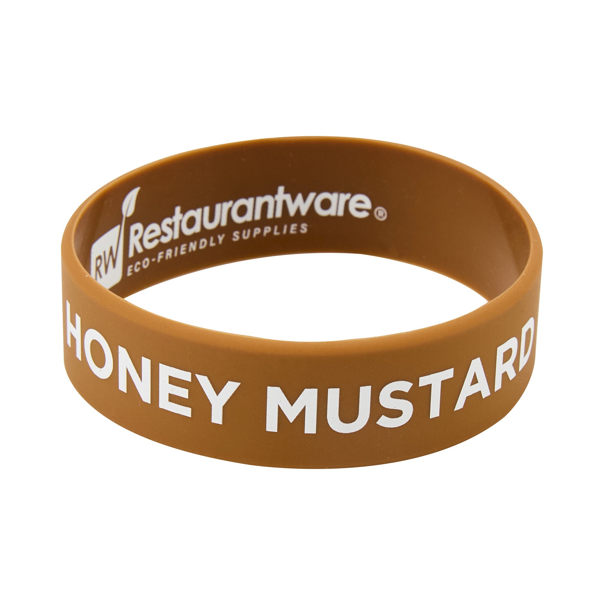 First In First Out Brown Silicone Honey Mustard Label Band - Fits 16, 20 and 24 oz Squeeze Bottles - 10 count box