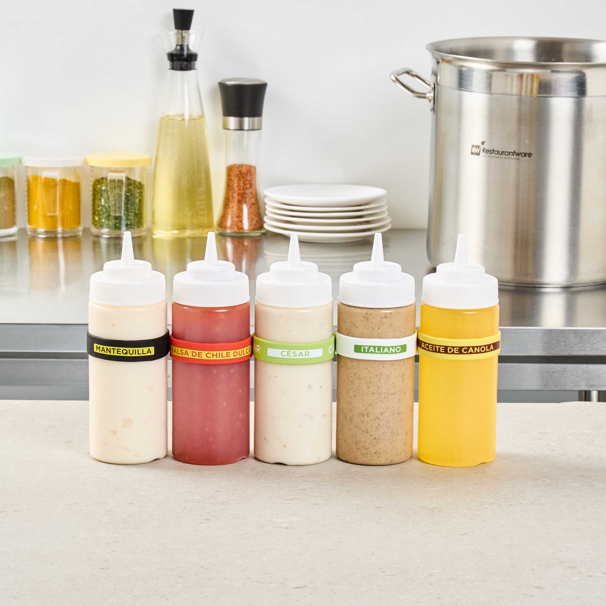 First In First Out Green Silicone Caesar Label Band - Fits 16, 20 and 24 oz Squeeze Bottles - 1 count box