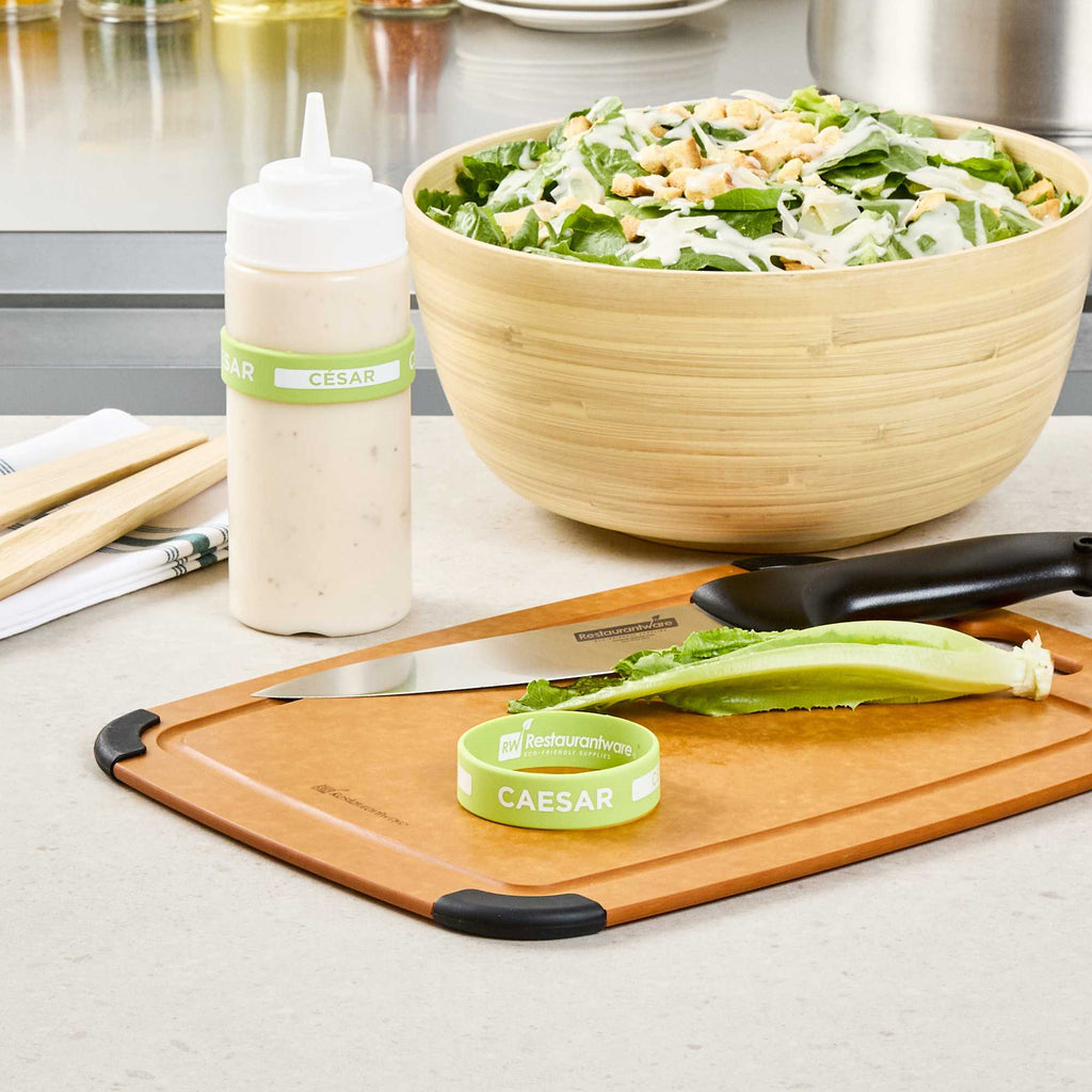 First In First Out Green Silicone Caesar Label Band - Fits 16, 20 and 24 oz Squeeze Bottles - 1 count box