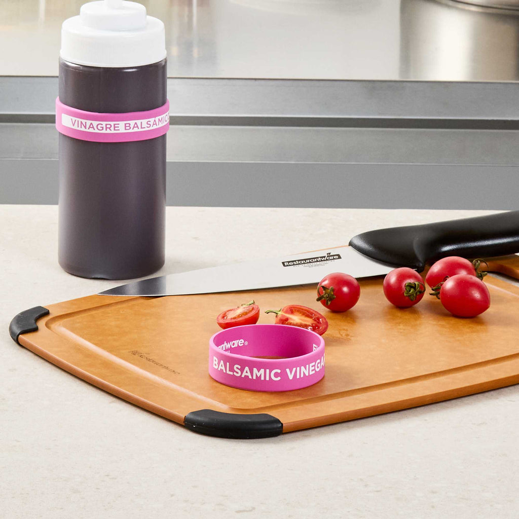 First In First Out Purple Silicone Balsamic Vinegar Label Band - Fits 16, 20 and 24 oz Squeeze Bottles - 1 count box