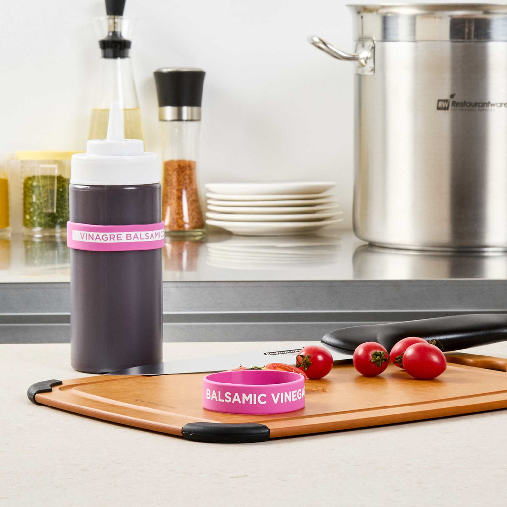 First In First Out Purple Silicone Balsamic Vinegar Label Band - Fits 16, 20 and 24 oz Squeeze Bottles - 1 count box
