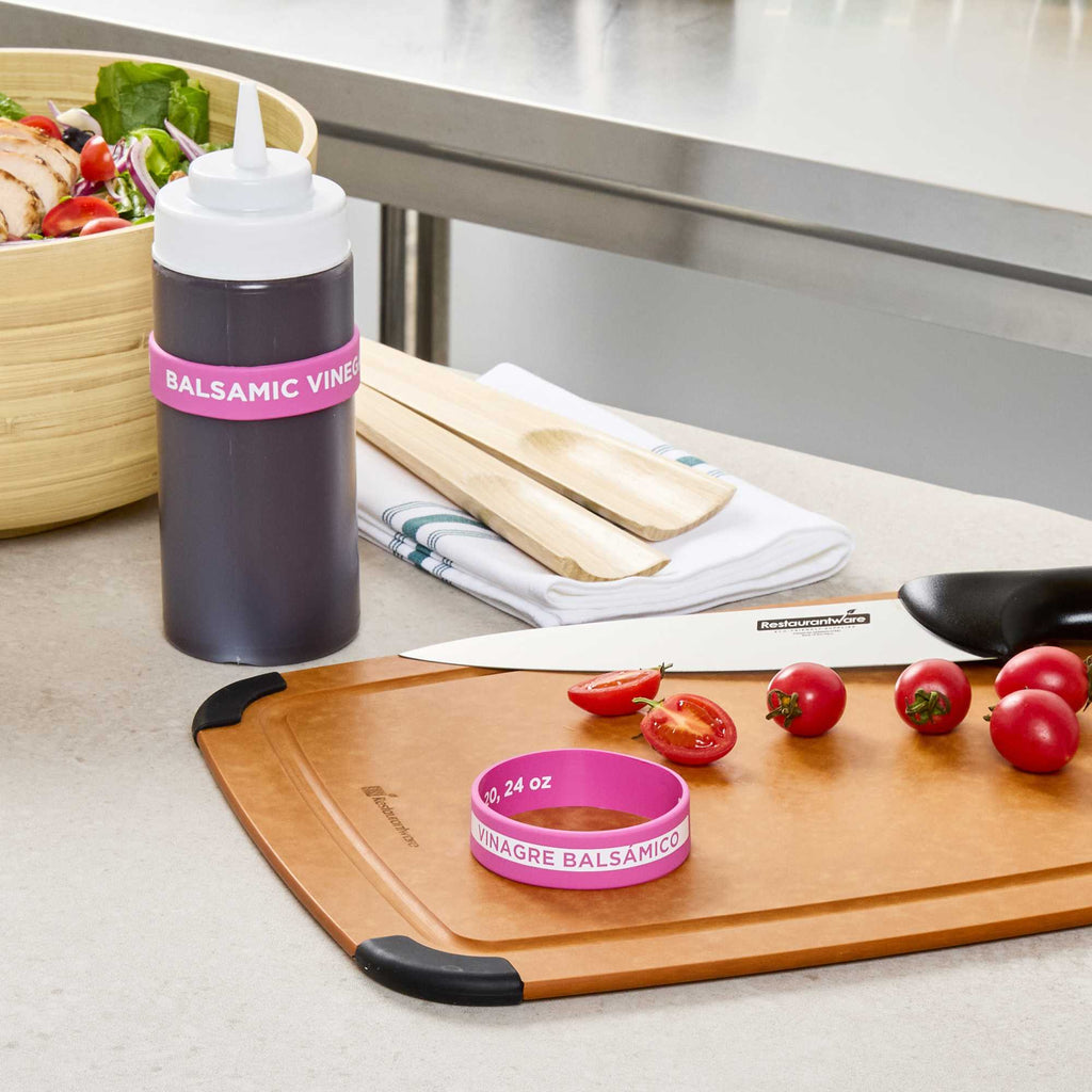 First In First Out Purple Silicone Balsamic Vinegar Label Band - Fits 16, 20 and 24 oz Squeeze Bottles - 1 count box