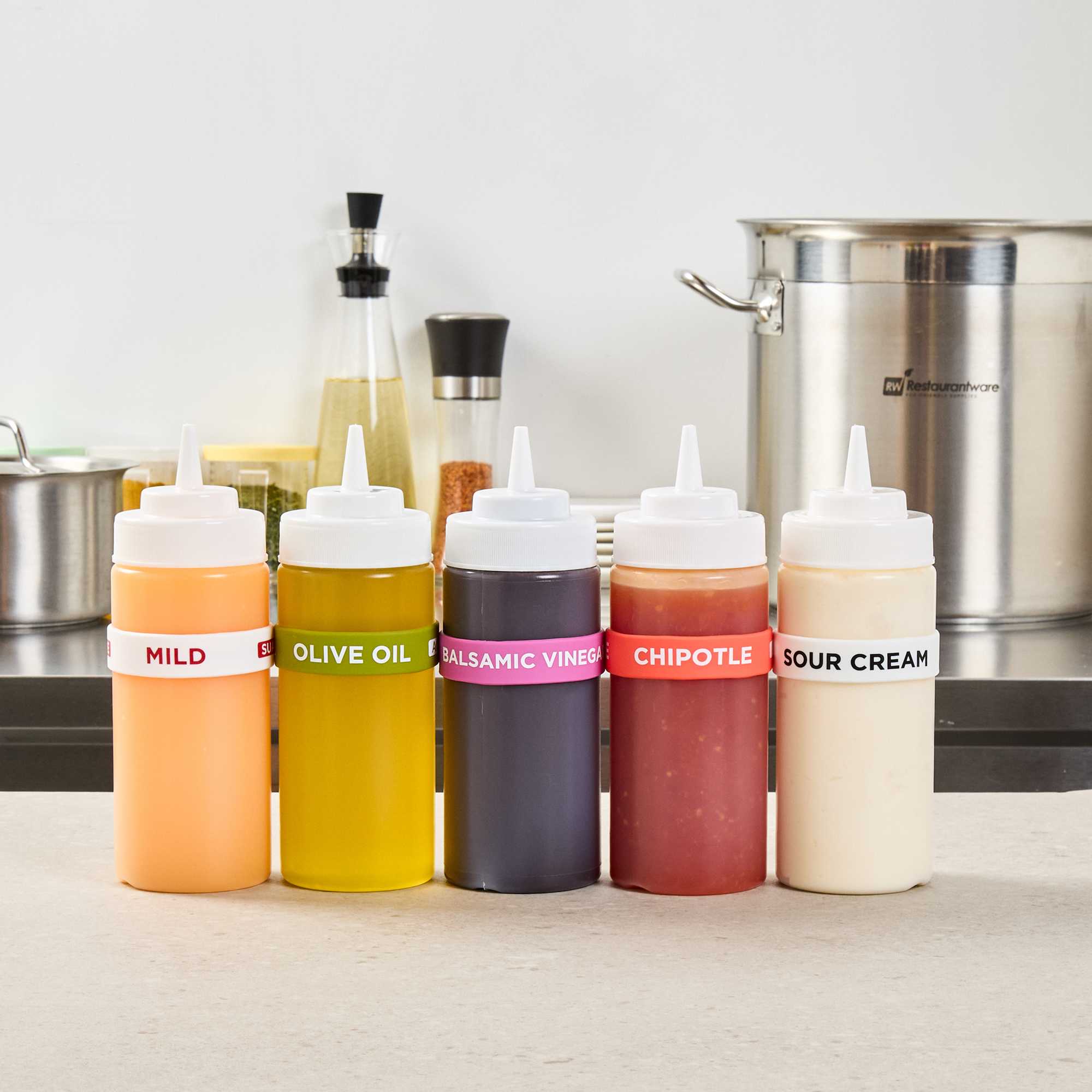 First In First Out Purple Silicone Balsamic Vinegar Label Band - Fits 16, 20 and 24 oz Squeeze Bottles - 1 count box
