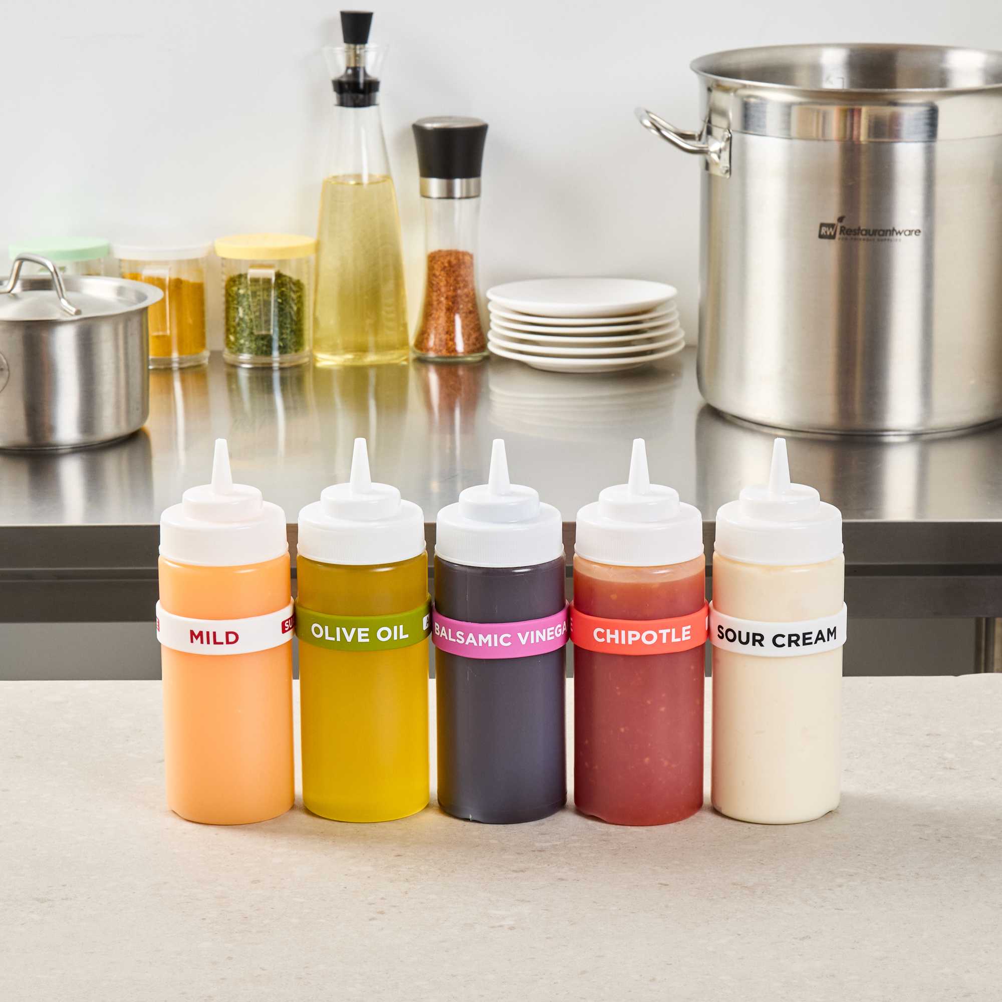 First In First Out Purple Silicone Balsamic Vinegar Label Band - Fits 16, 20 and 24 oz Squeeze Bottles - 1 count box