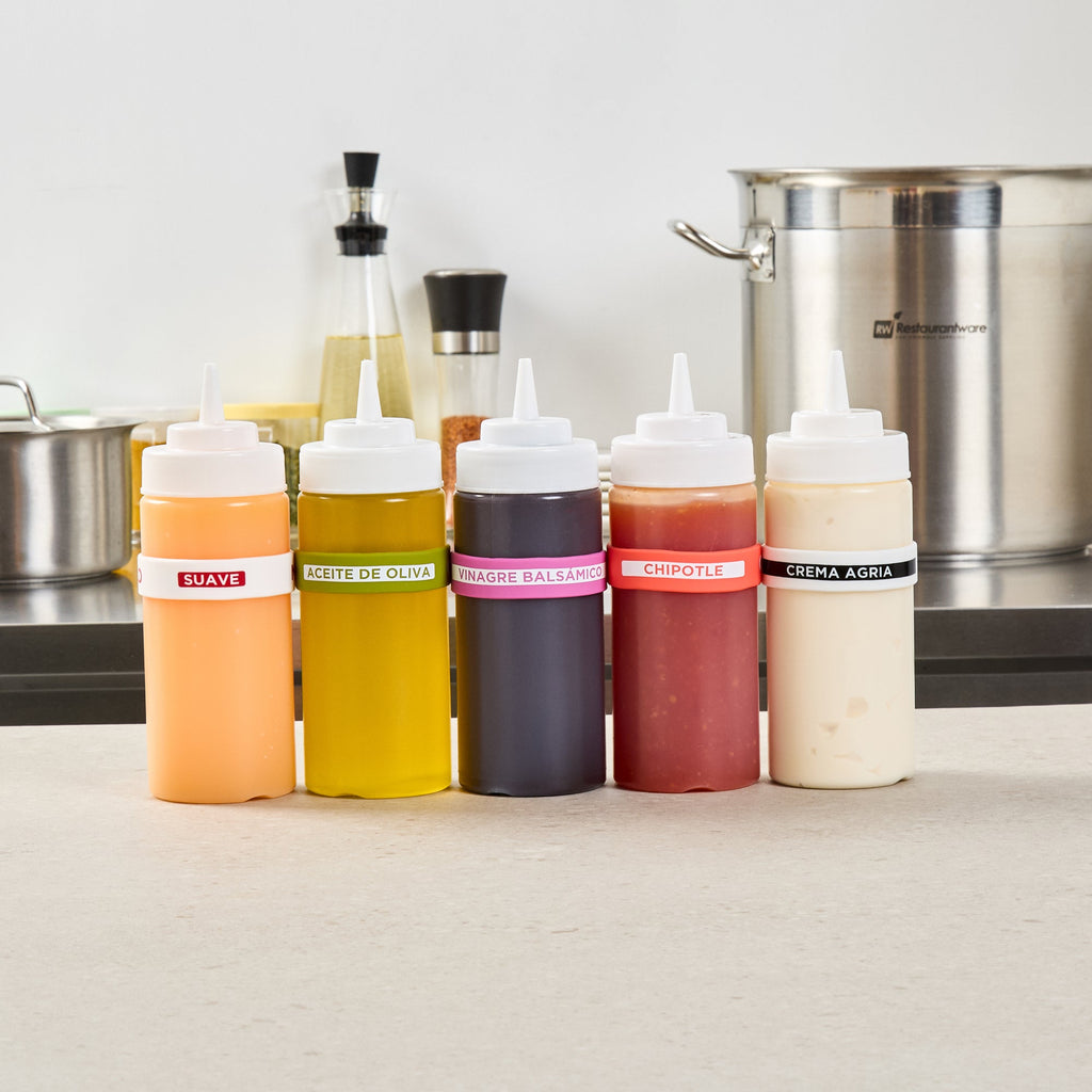 First In First Out Purple Silicone Balsamic Vinegar Label Band - Fits 16, 20 and 24 oz Squeeze Bottles - 10 count box