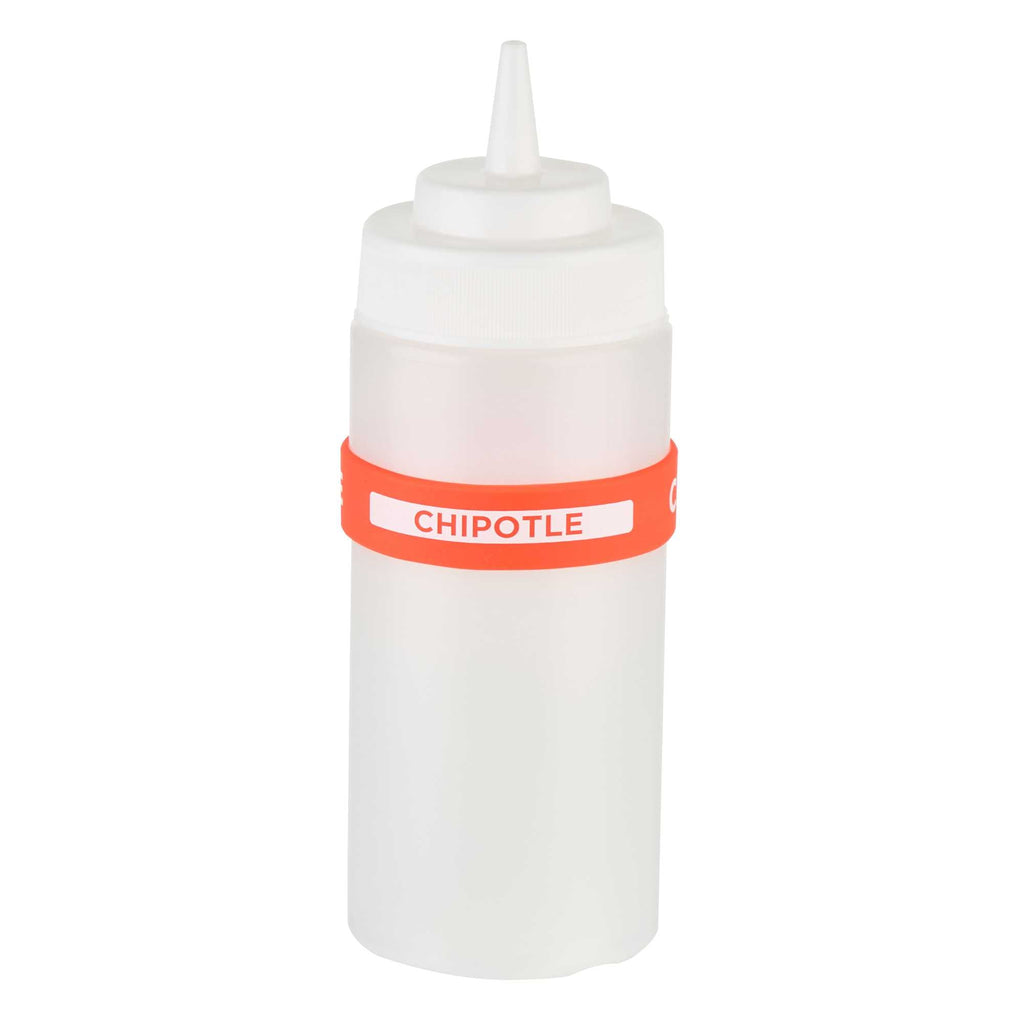 First In First Out Red Silicone Chipotle Label Band - Fits 16, 20 and 24 oz Squeeze Bottles - 1 count box