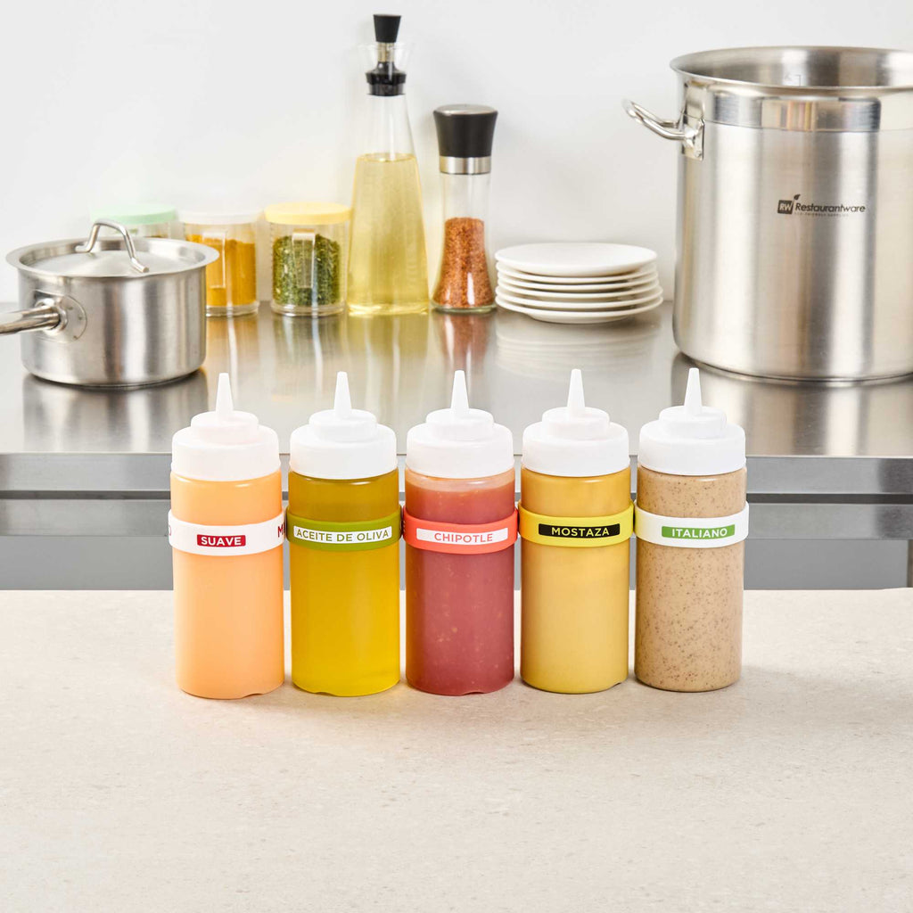 First In First Out Red Silicone Chipotle Label Band - Fits 16, 20 and 24 oz Squeeze Bottles - 1 count box