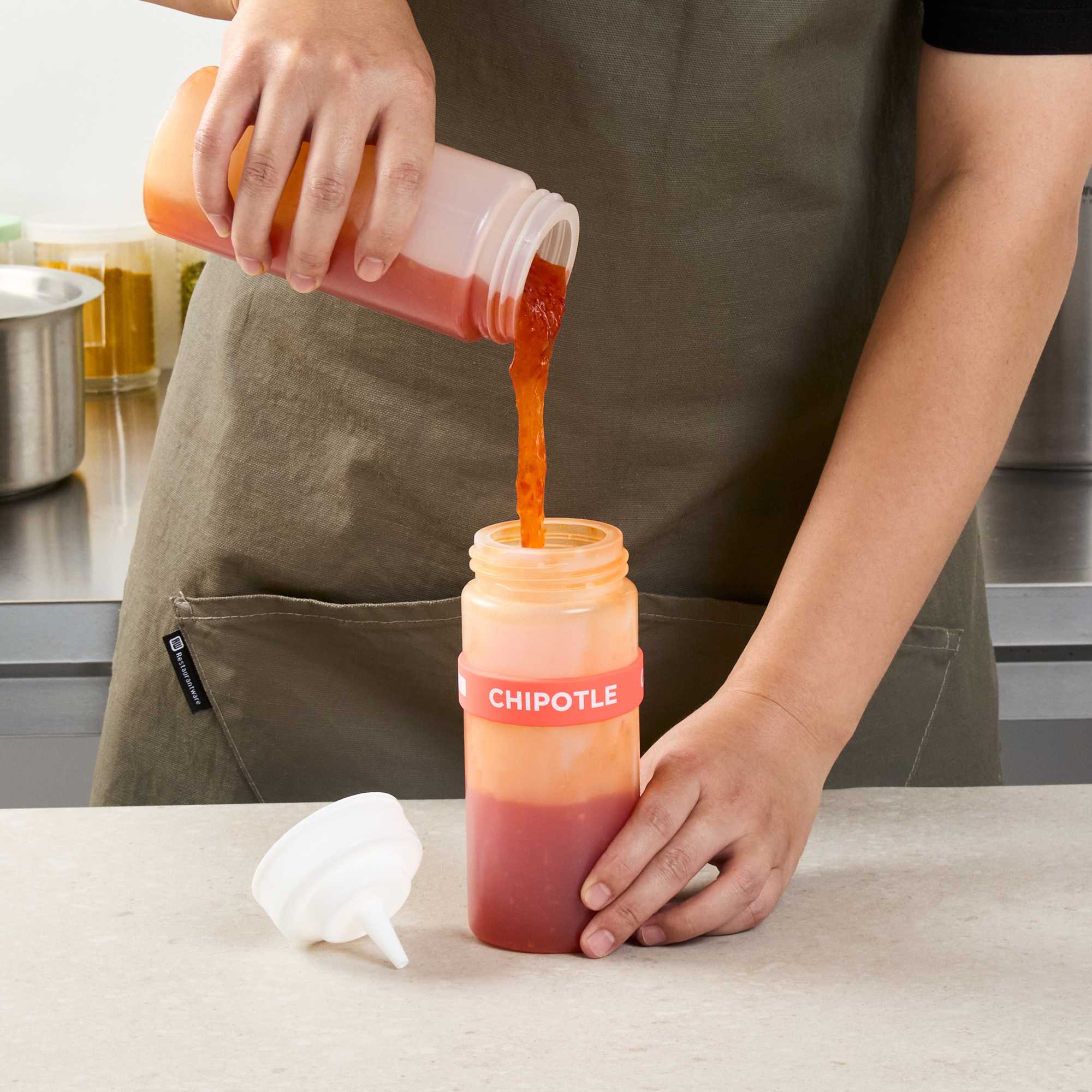 First In First Out Red Silicone Chipotle Label Band - Fits 16, 20 and 24 oz Squeeze Bottles - 1 count box