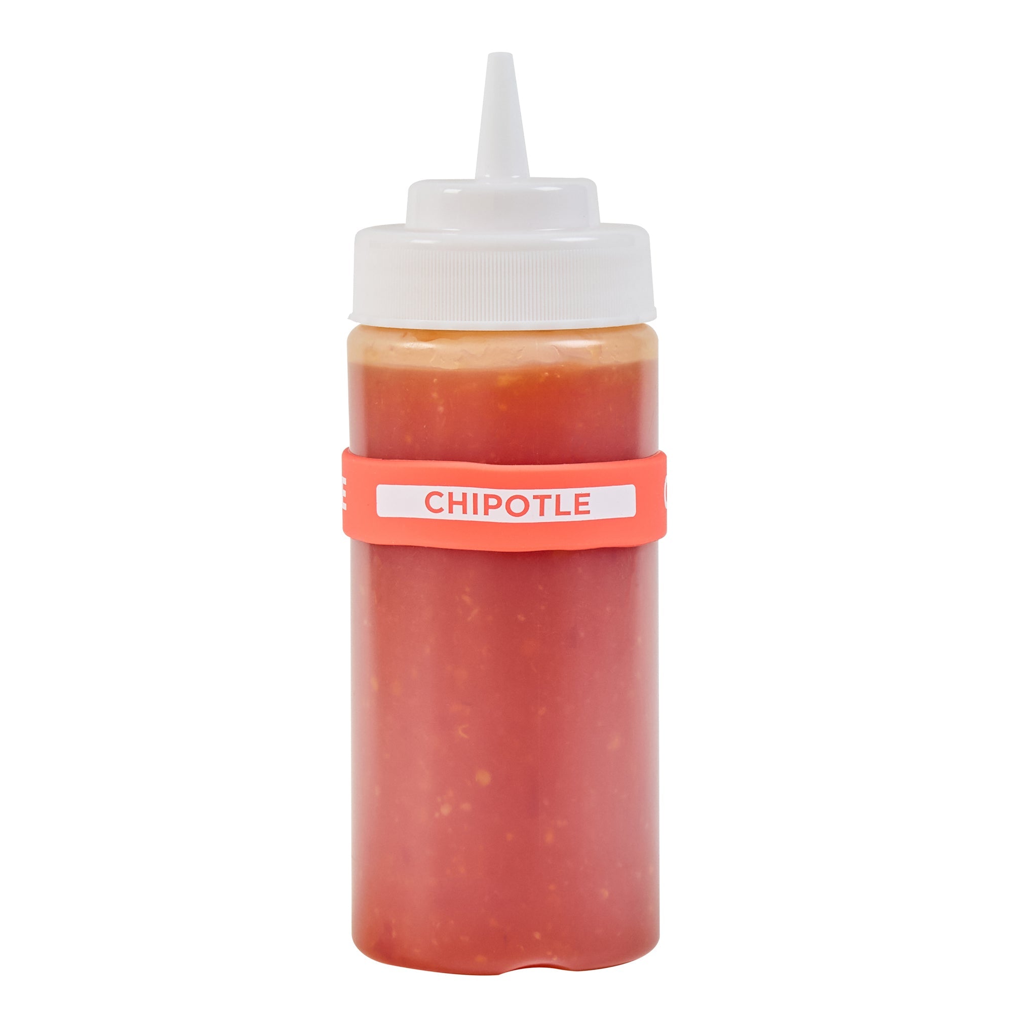 First In First Out Red Silicone Chipotle Label Band - Fits 16, 20 and 24 oz Squeeze Bottles - 10 count box