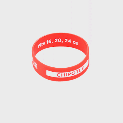 First In First Out Red Silicone Chipotle Label Band - Fits 16, 20 and 24 oz Squeeze Bottles - 10 count box