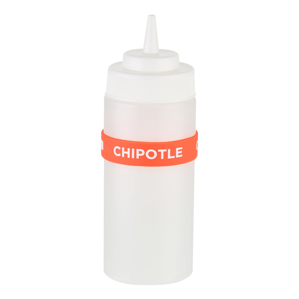 First In First Out Red Silicone Chipotle Label Band - Fits 16, 20 and 24 oz Squeeze Bottles - 10 count box