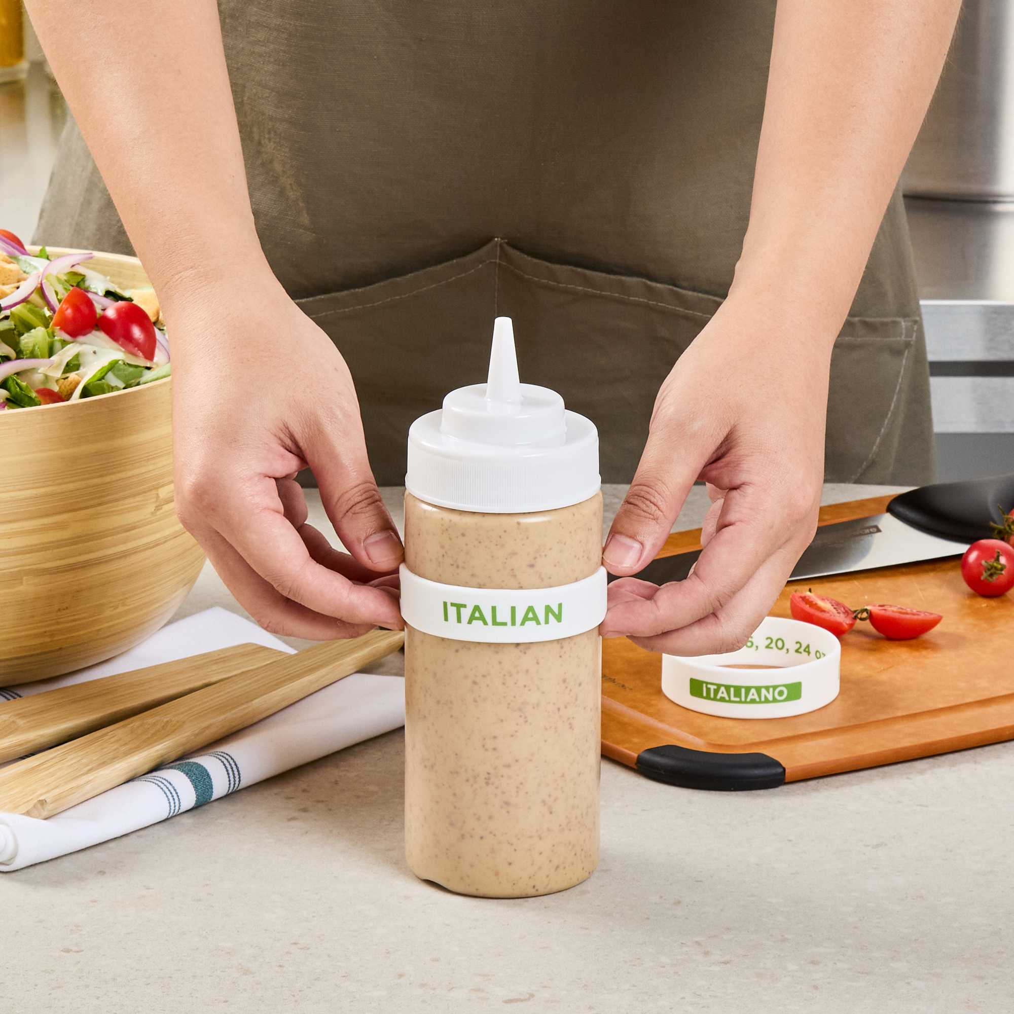 First In First Out White Silicone Italian Label Band - Fits 16, 20 and 24 oz Squeeze Bottles - 1 count box