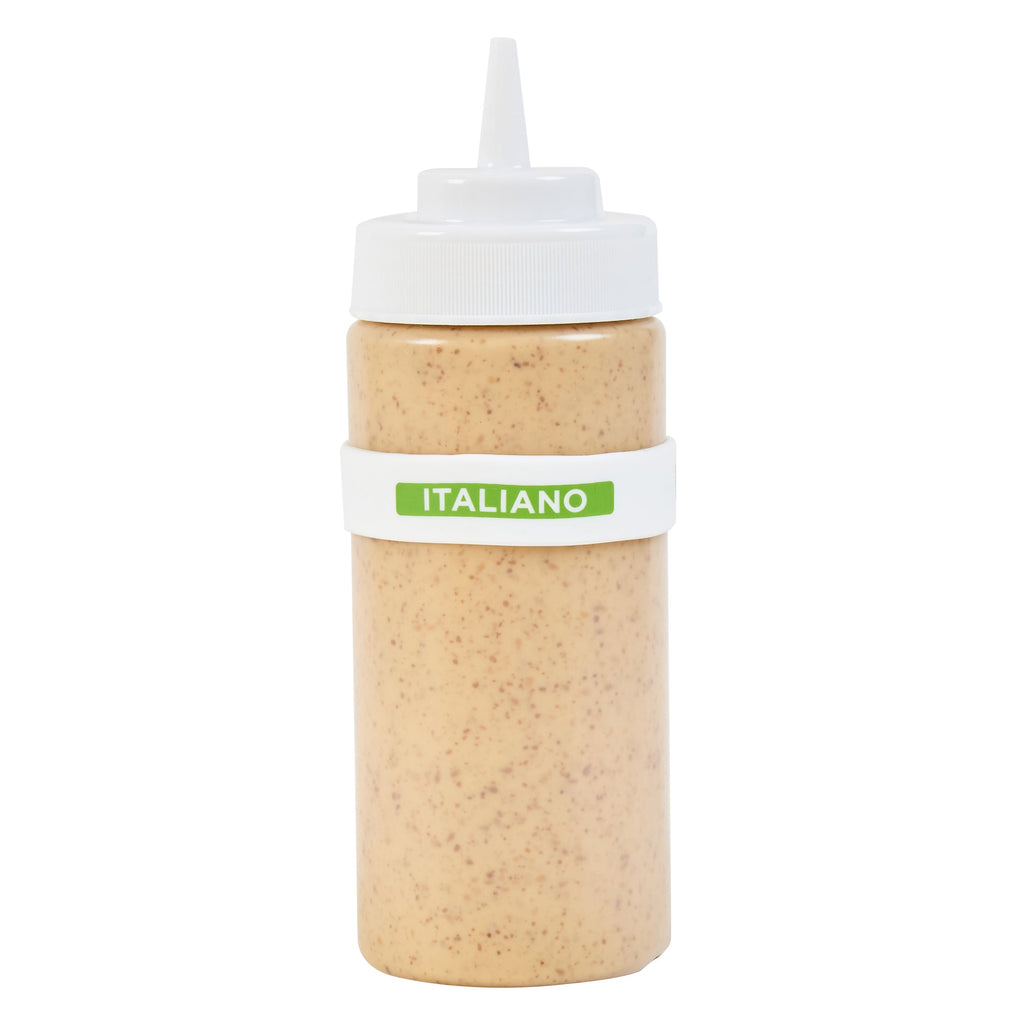 First In First Out White Silicone Italian Label Band - Fits 16, 20 and 24 oz Squeeze Bottles - 10 count box