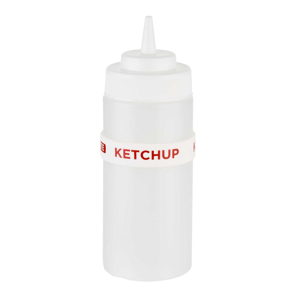 First In First Out White Silicone Ketchup Label Band - Fits 16, 20 and 24 oz Squeeze Bottles - 1 count box