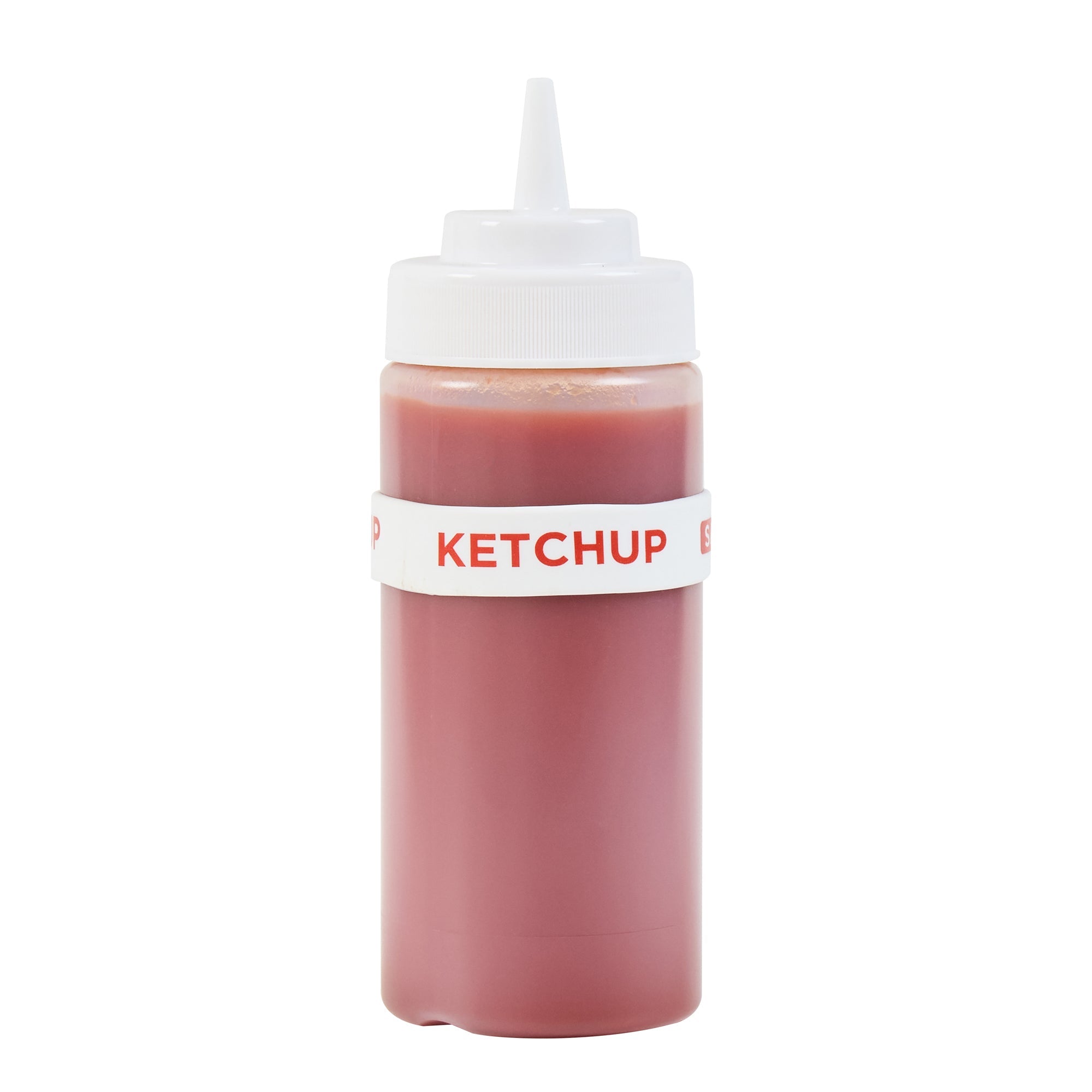 First In First Out White Silicone Ketchup Label Band - Fits 16, 20 and 24 oz Squeeze Bottles - 10 count box