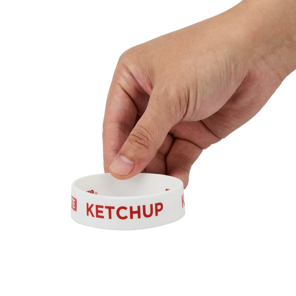 First In First Out White Silicone Ketchup Label Band - Fits 16, 20 and 24 oz Squeeze Bottles - 10 count box