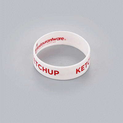 First In First Out White Silicone Ketchup Label Band - Fits 16, 20 and 24 oz Squeeze Bottles - 10 count box