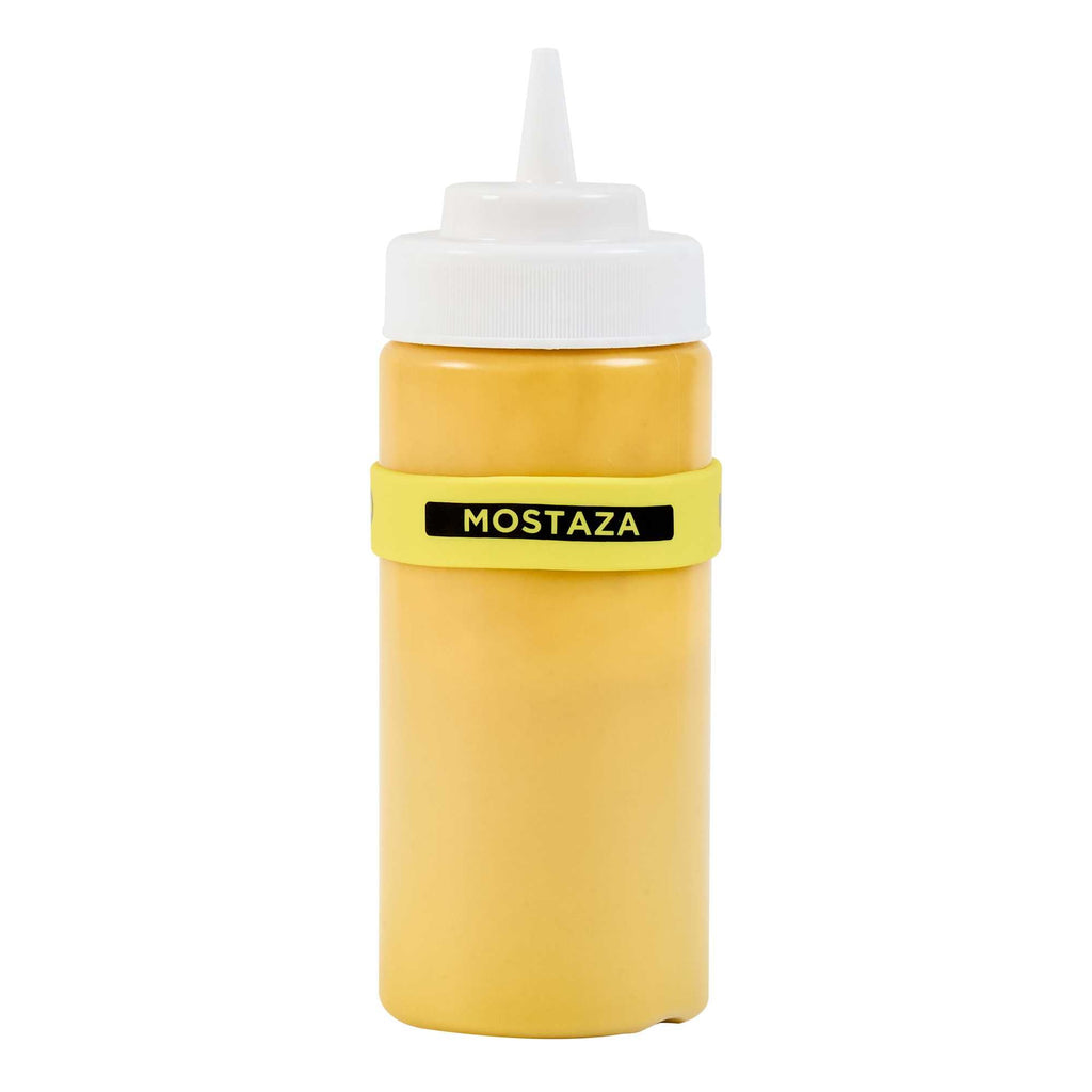 First In First Out Yellow Silicone Mustard Label Band - Fits 16, 20 and 24 oz Squeeze Bottles - 1 count box