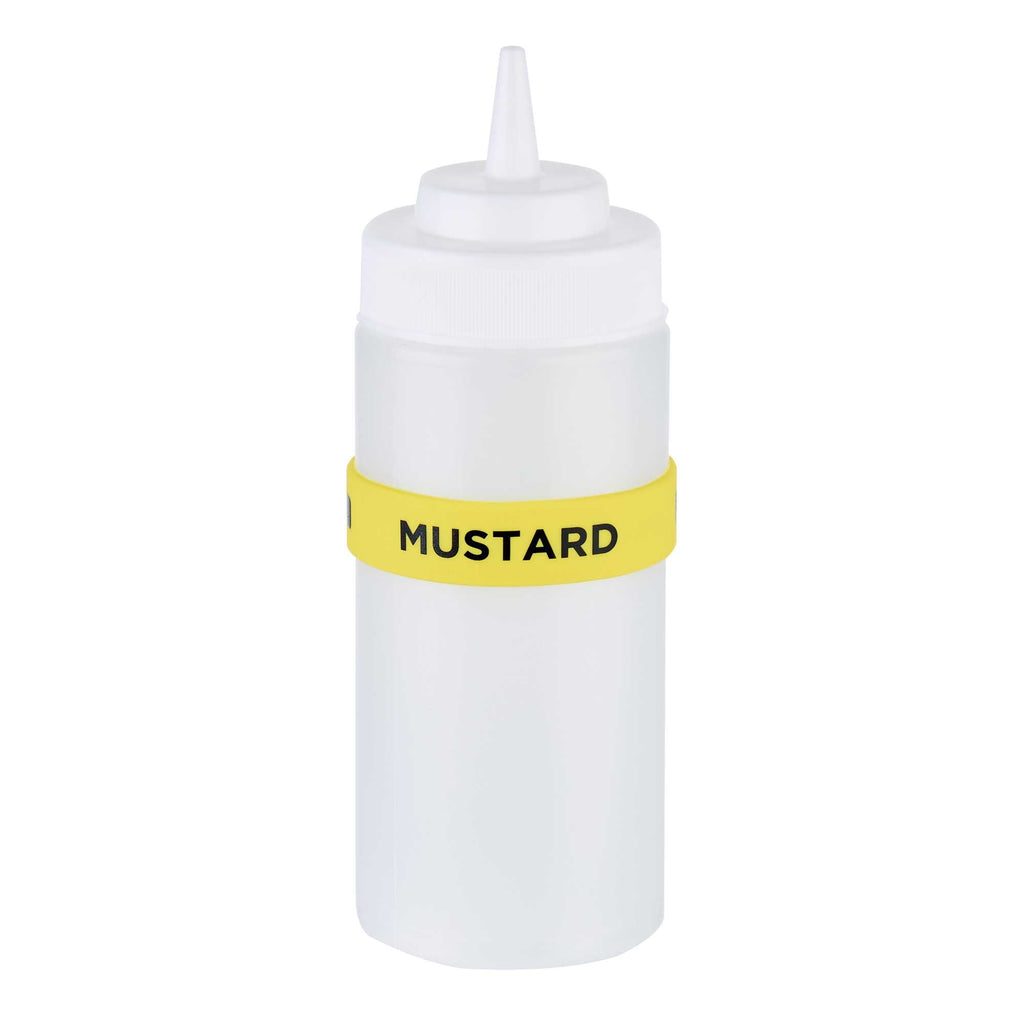 First In First Out Yellow Silicone Mustard Label Band - Fits 16, 20 and 24 oz Squeeze Bottles - 1 count box