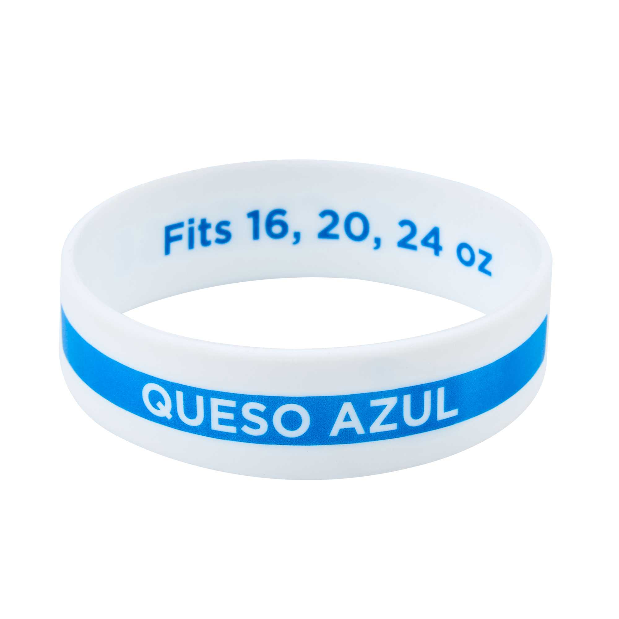 First In First Out White Silicone Blue Cheese Label Band - Fits 16, 20 and 24 oz Squeeze Bottles - 1 count box